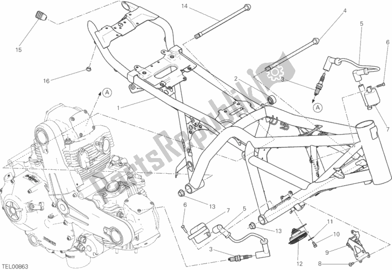 All parts for the Frame of the Ducati Scrambler Urban Enduro Thailand USA 803 2016